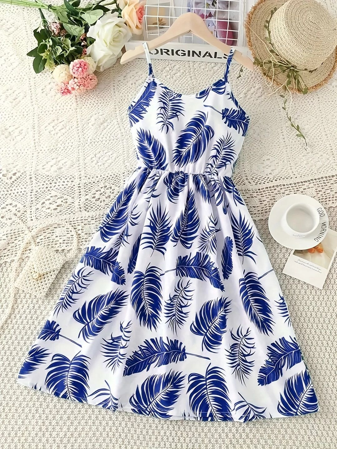 YK Floral Print Flared Sleeve Fit & Flare Dress