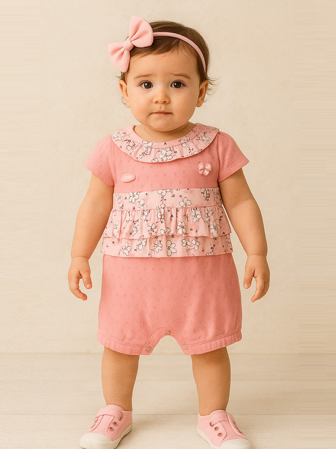 KIKO Infants Girls Printed Romper