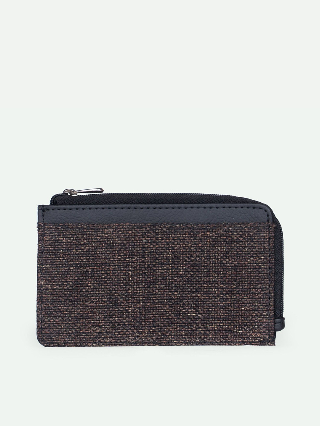 ZOUK Women Abstract Textured Zip Detail PU Card Holder