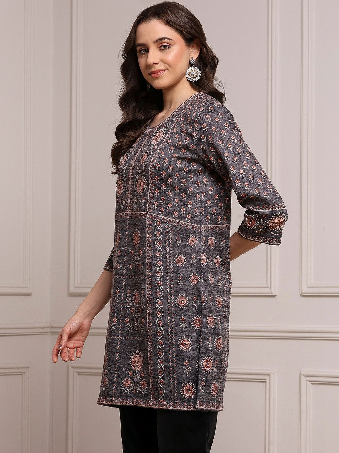Biba Women Ethnic Motifs Printed Thread Work Kurta