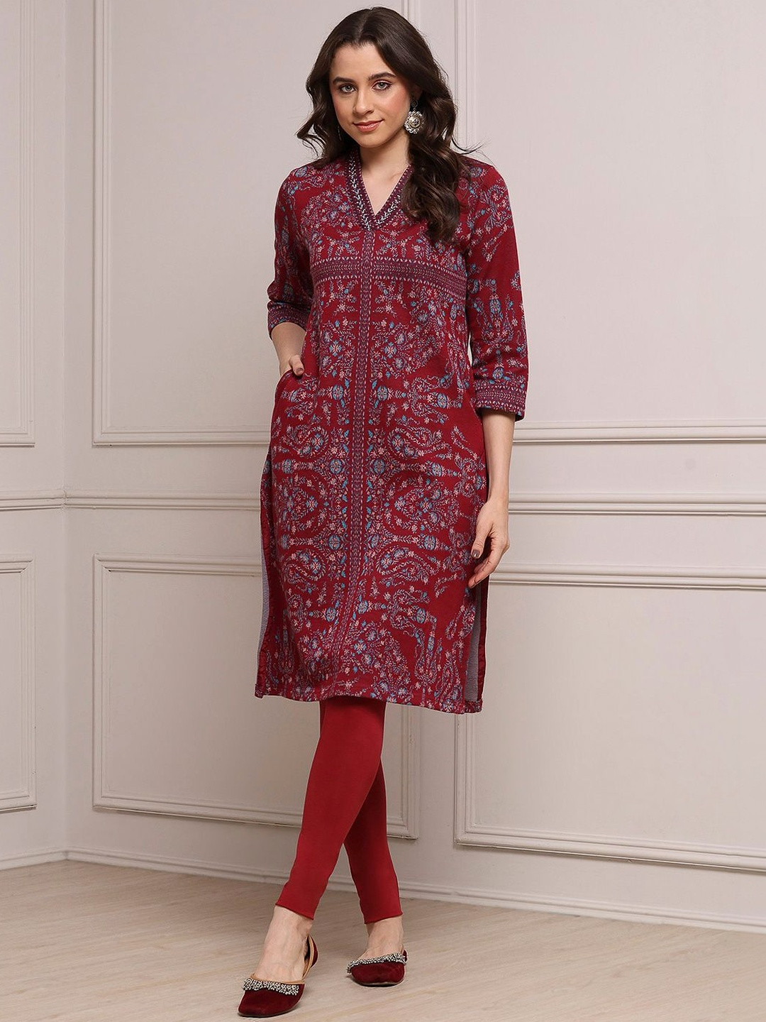 Biba Women Embroidered Thread Work Kurta