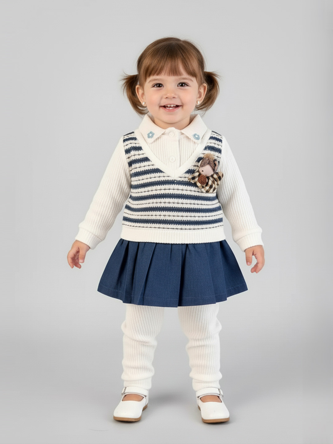 KIKO Girls Checked Pure Cotton Top With Joggers