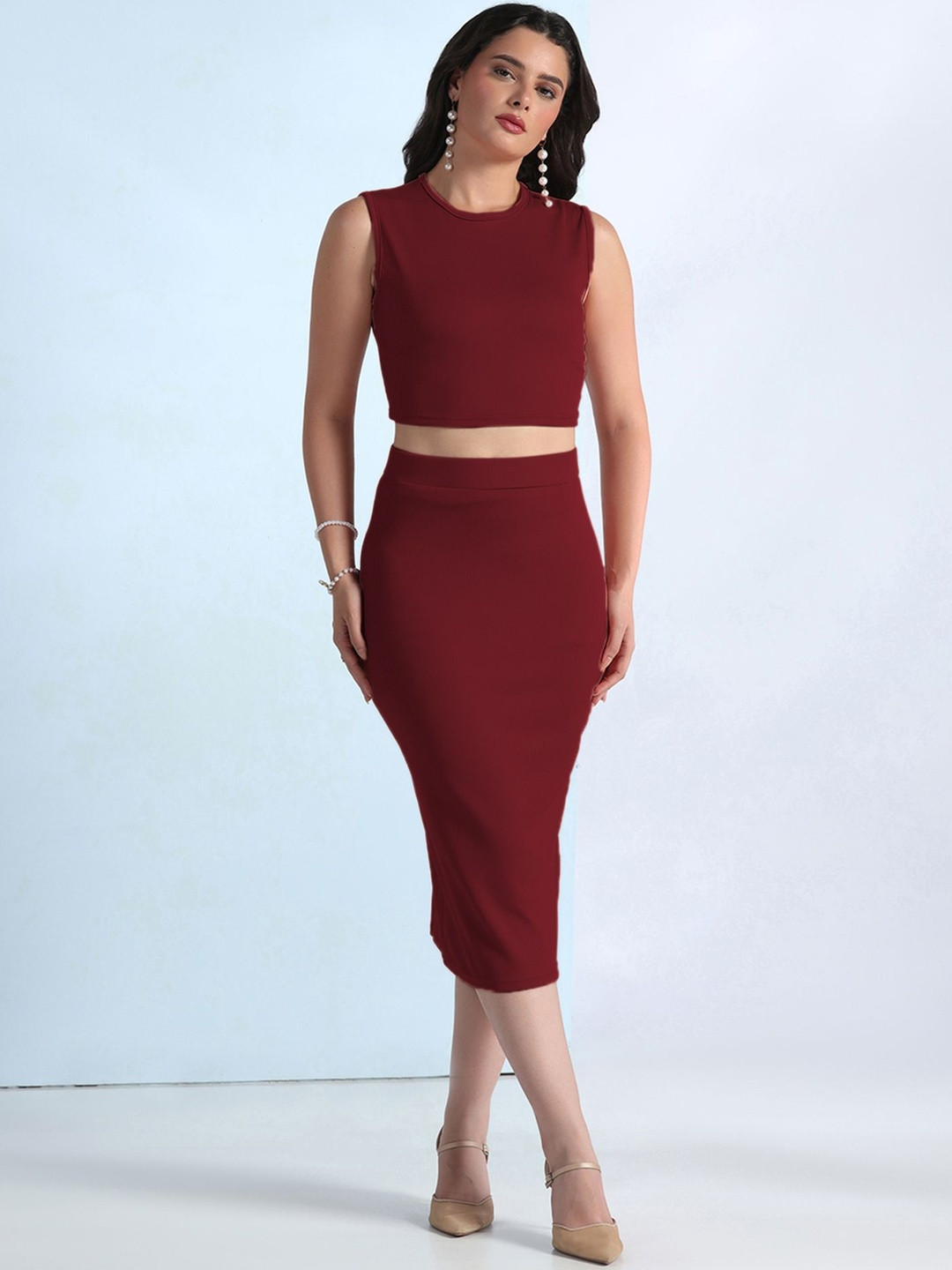 Co-Ords Crop Top With Skirt