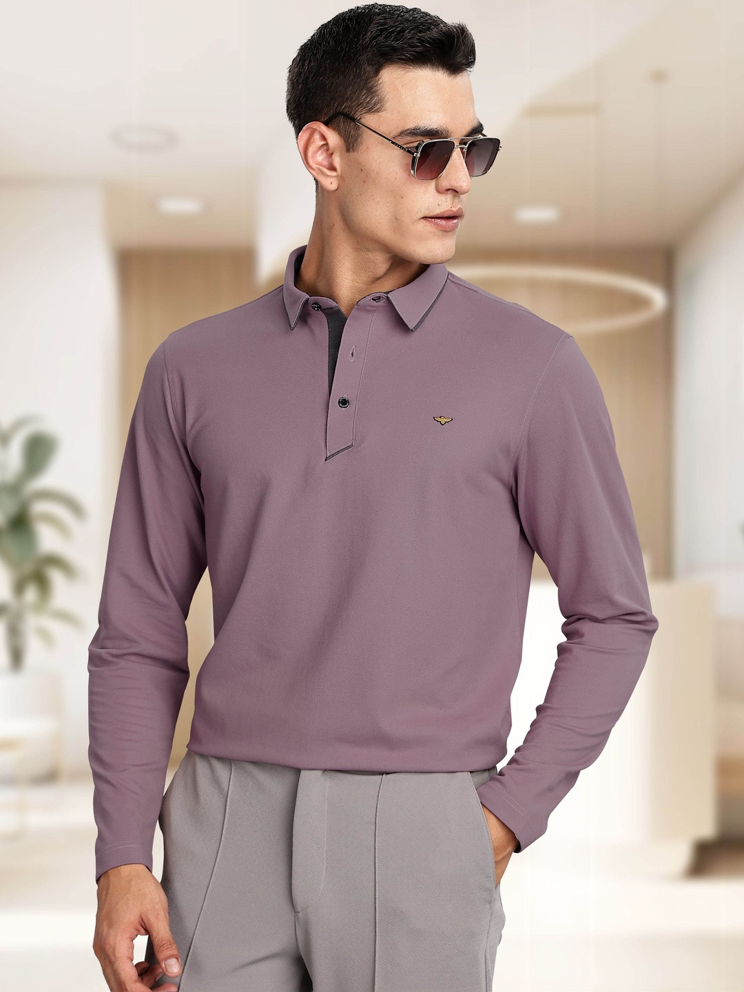 STELLERS Men Full Sleeve Regular Fit Cotton Polo Collar T-shirt