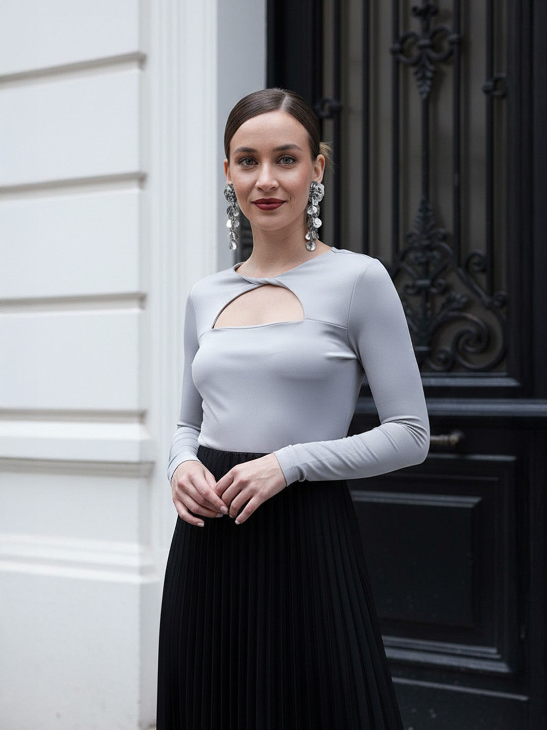 bebe Future Glam Twisted Detail Crop Top