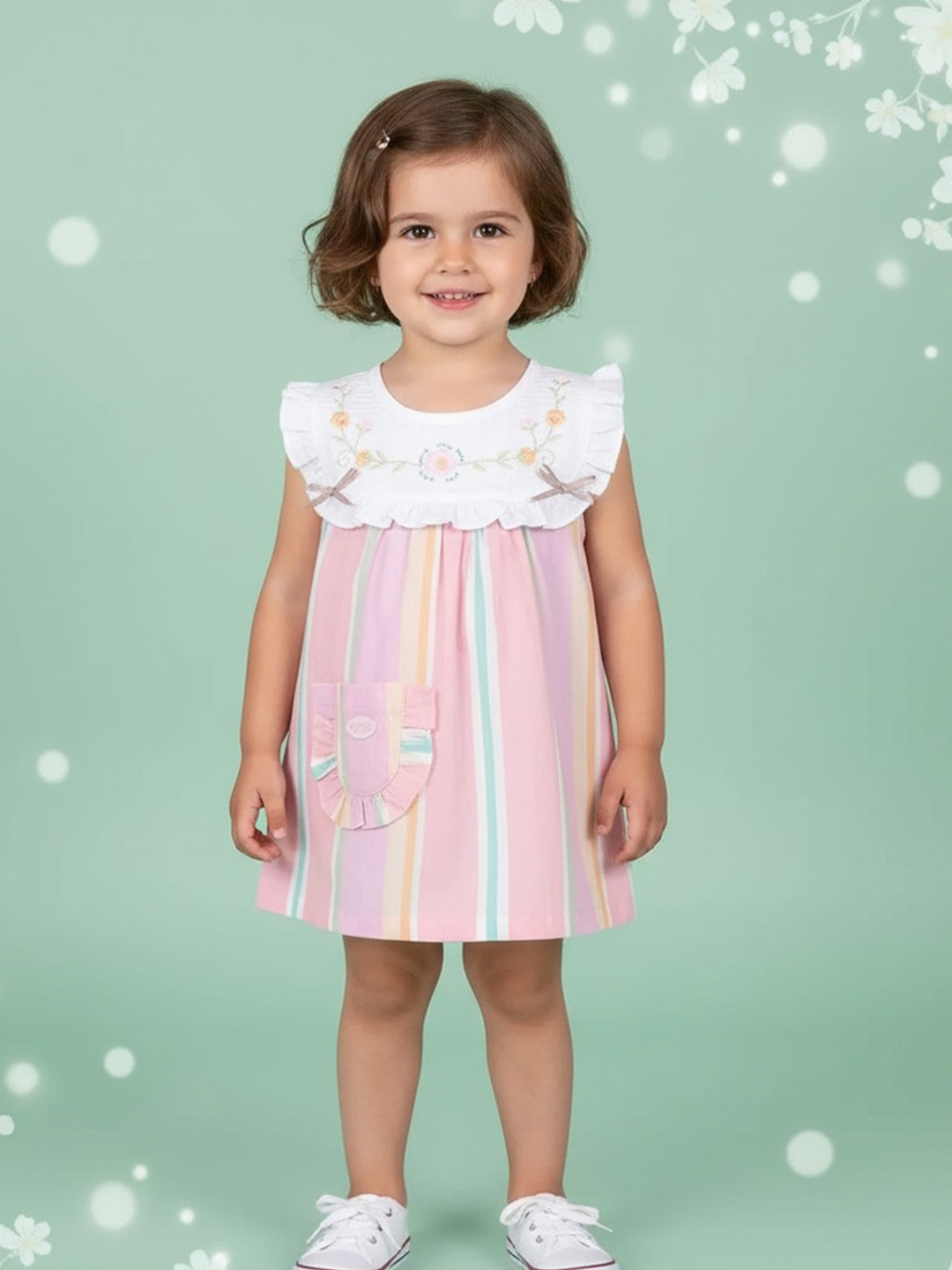 KIKO Girls Striped A-line Dress