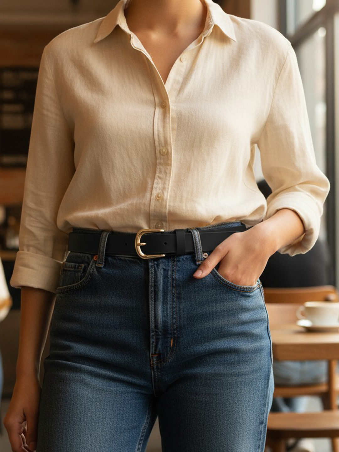 CRUSSET Women Vegan Leather Waist Belt for Jeans Dresses Casual Formal Wear