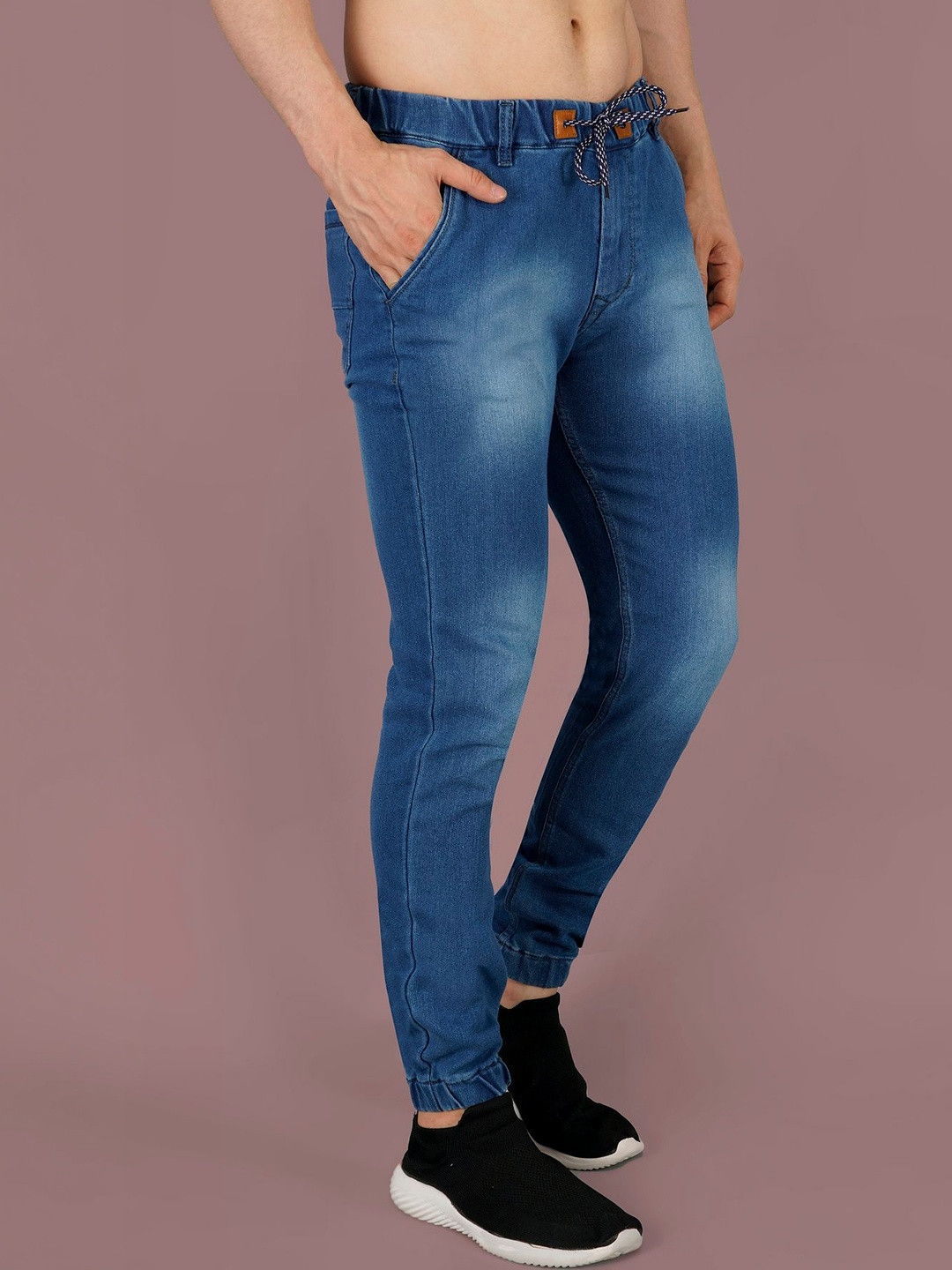 NIVASU Men Jogger Mid-Rise Light Fade Stretchable Jeans