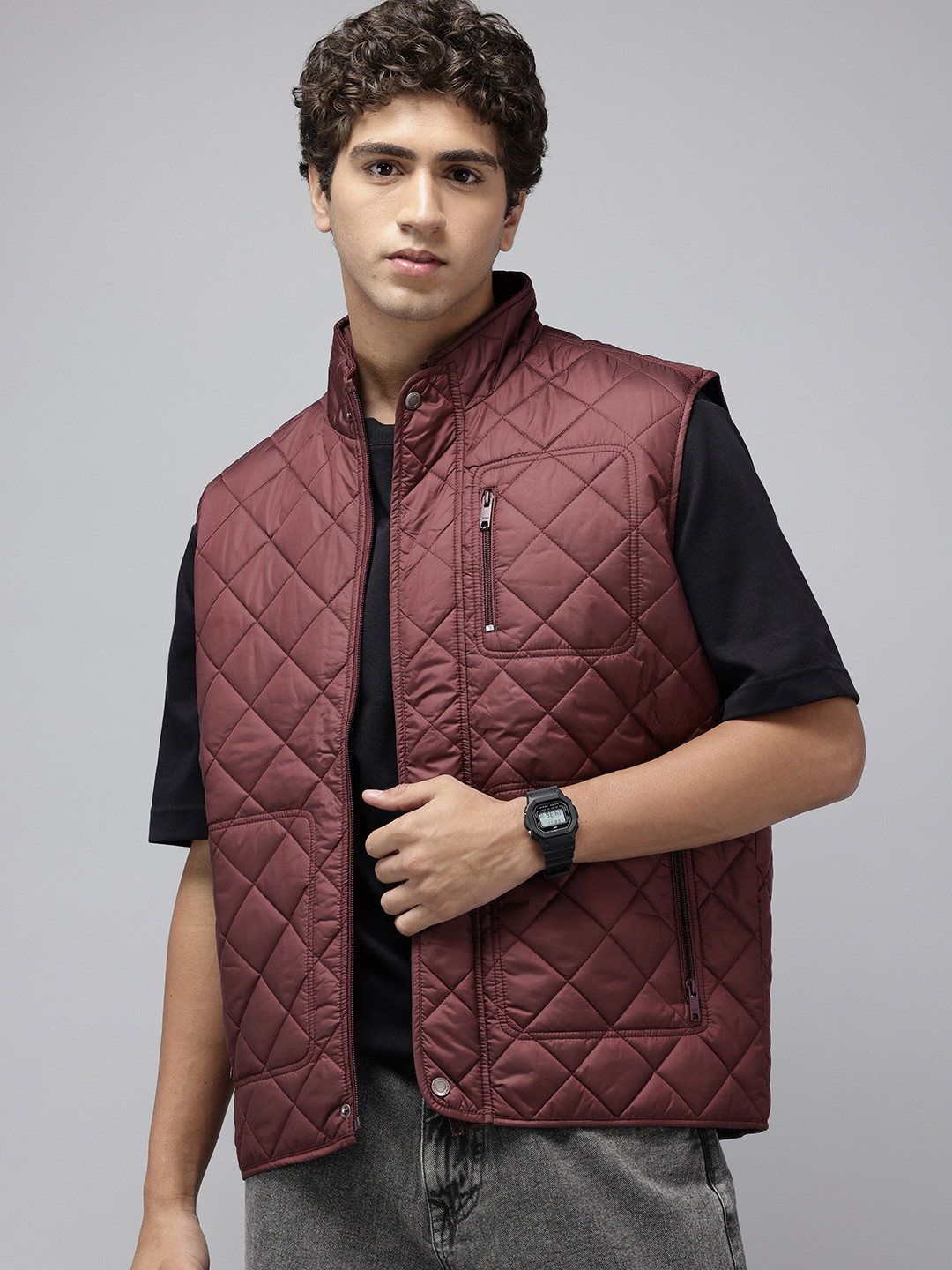 ColorPlus Mock Collar Quilted Jacket