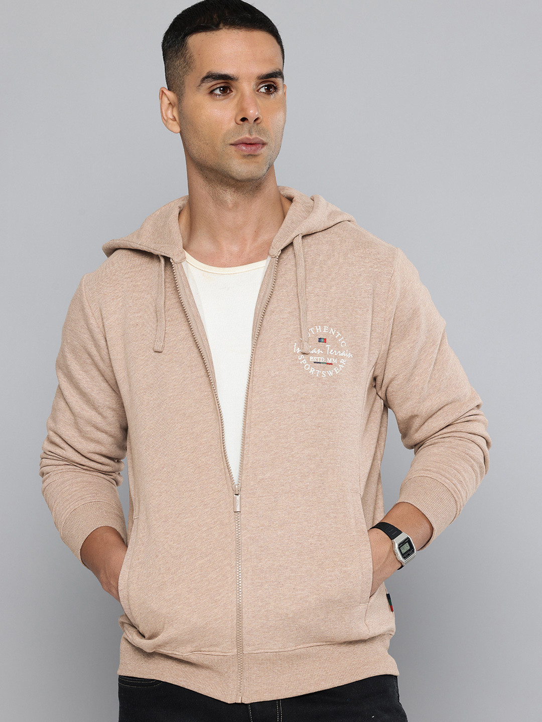 Indian Terrain Hooded Front-Open Sweatshirt