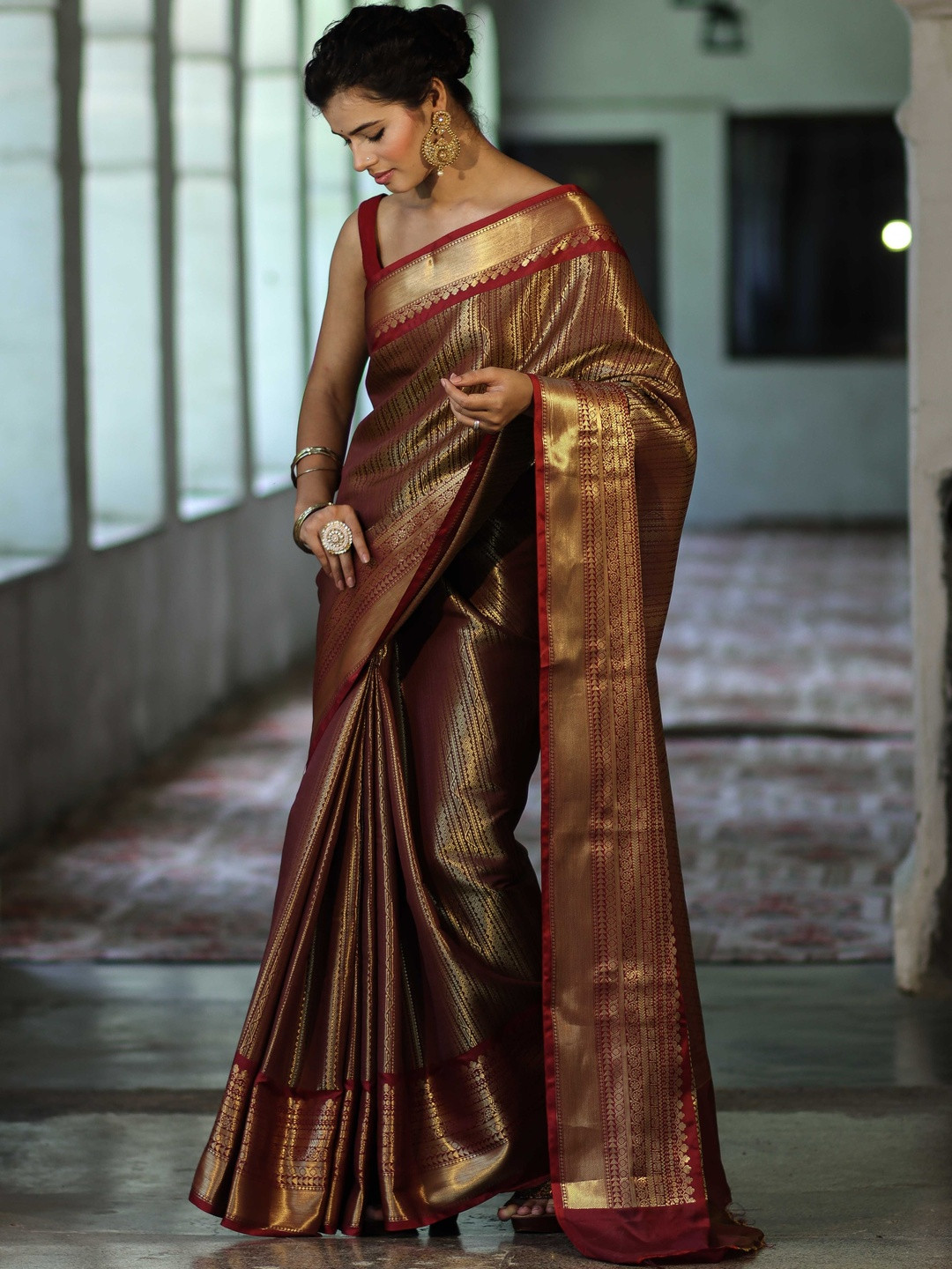 Banarasee Woven Zari Banarasi Tissue Saree