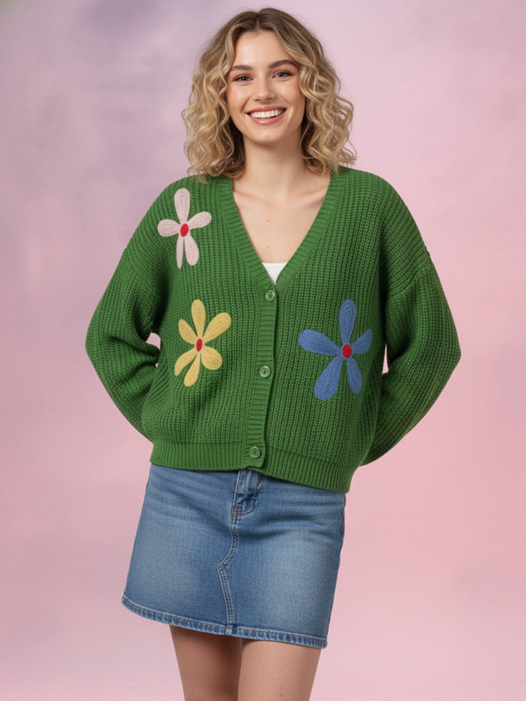 DressBerry Floral Embroidered Cardigan