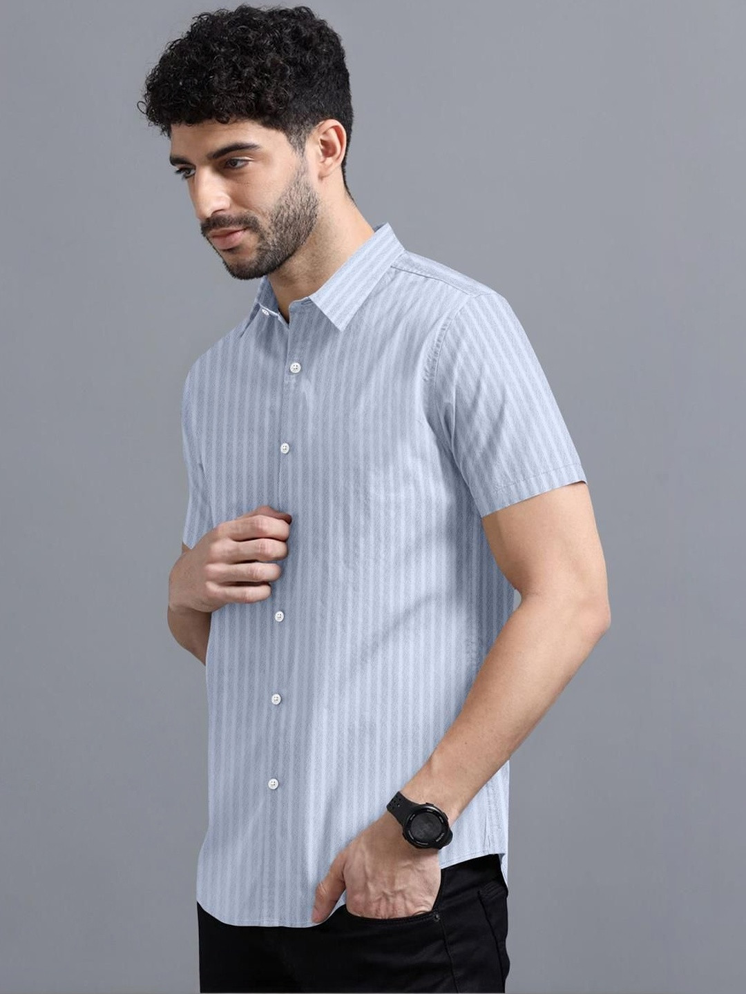 VTEXX Men Standard Striped Casual Shirt