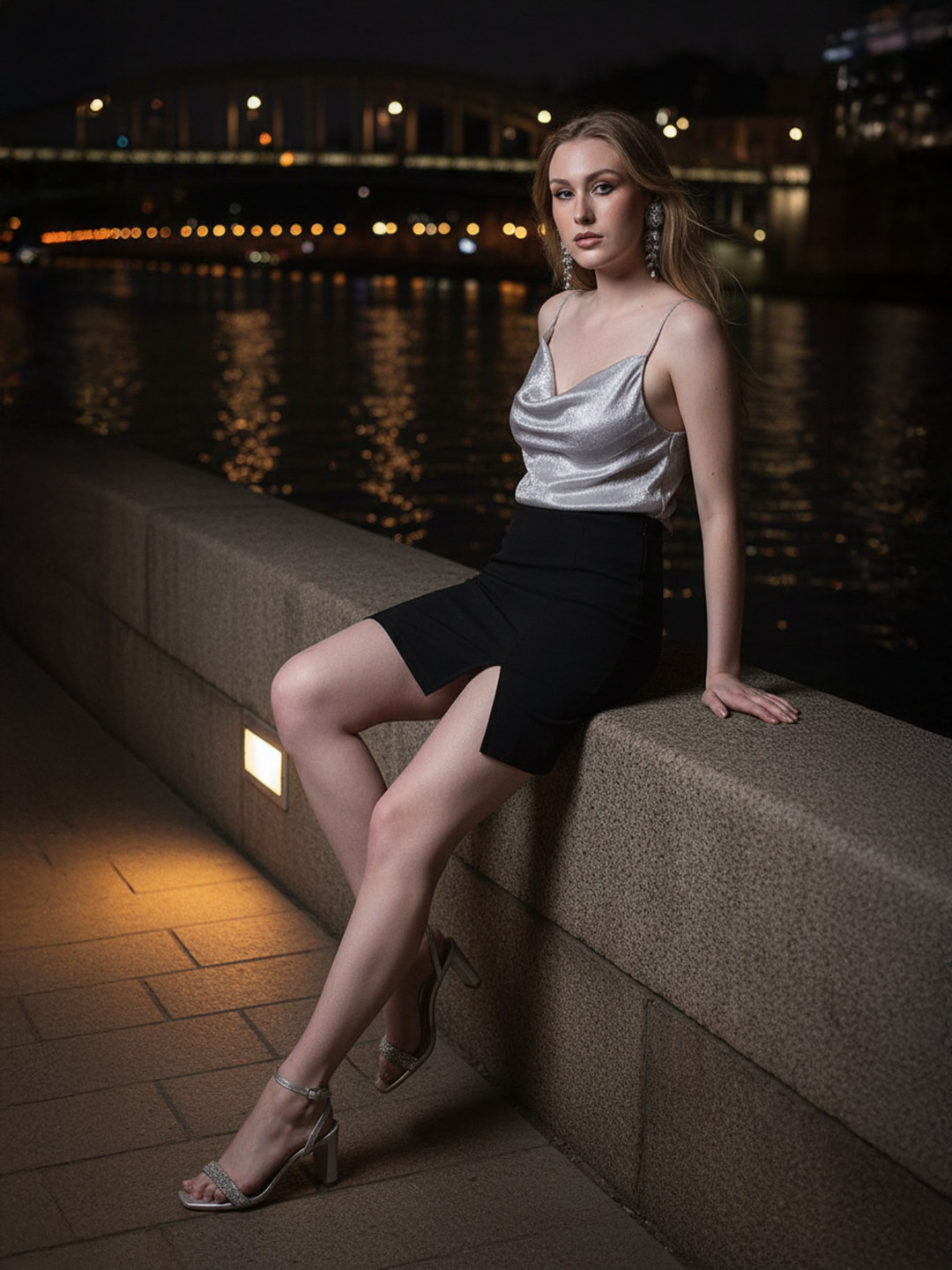 bebe Future Glam Rhinestones Embellished Shoulder Straps Satin-Finish Party Top