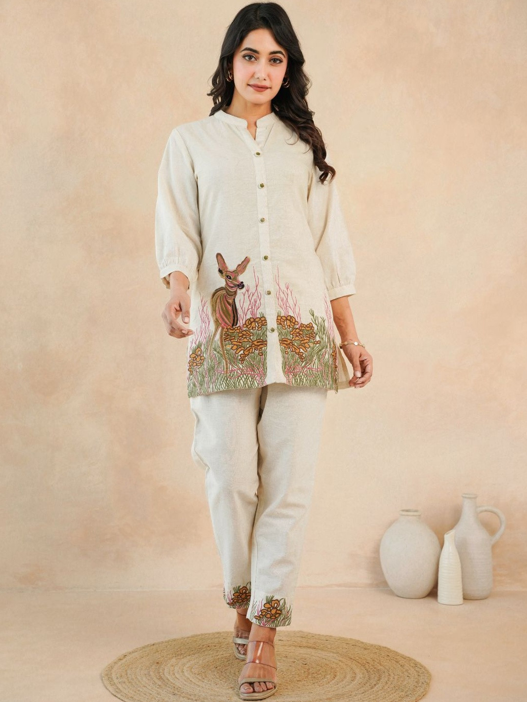 Zolo Label Embroidered Shirt & Trousers Co-Ords