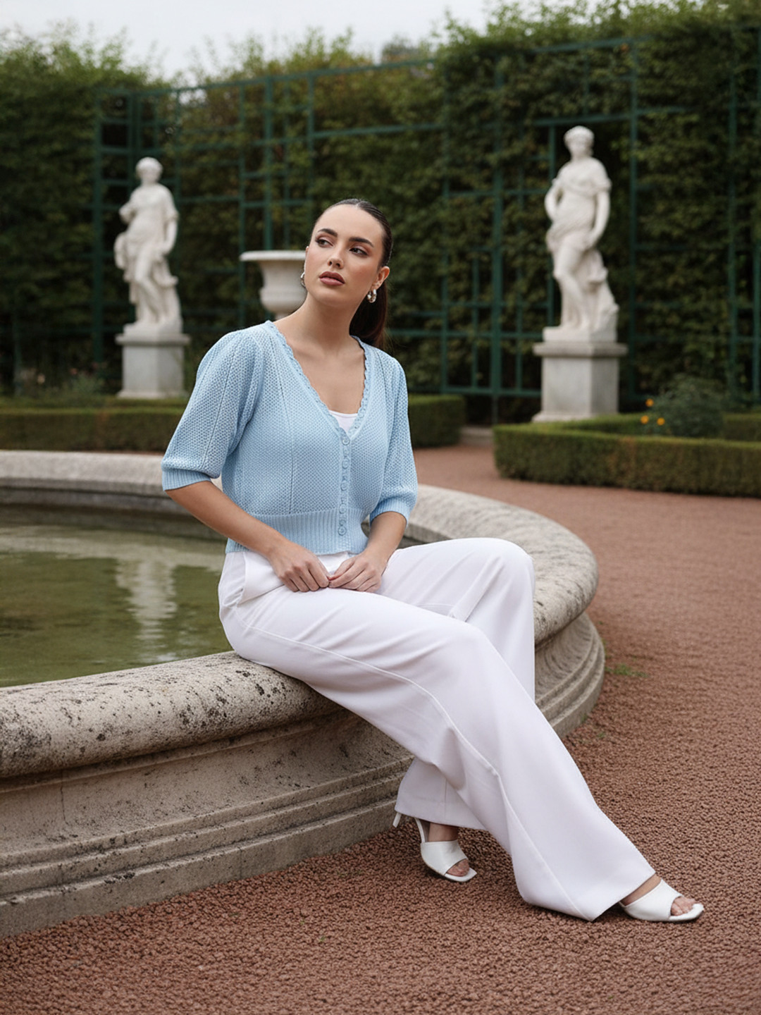 bebe Cropped Open Knit Pure Cotton Cardigan Sweater