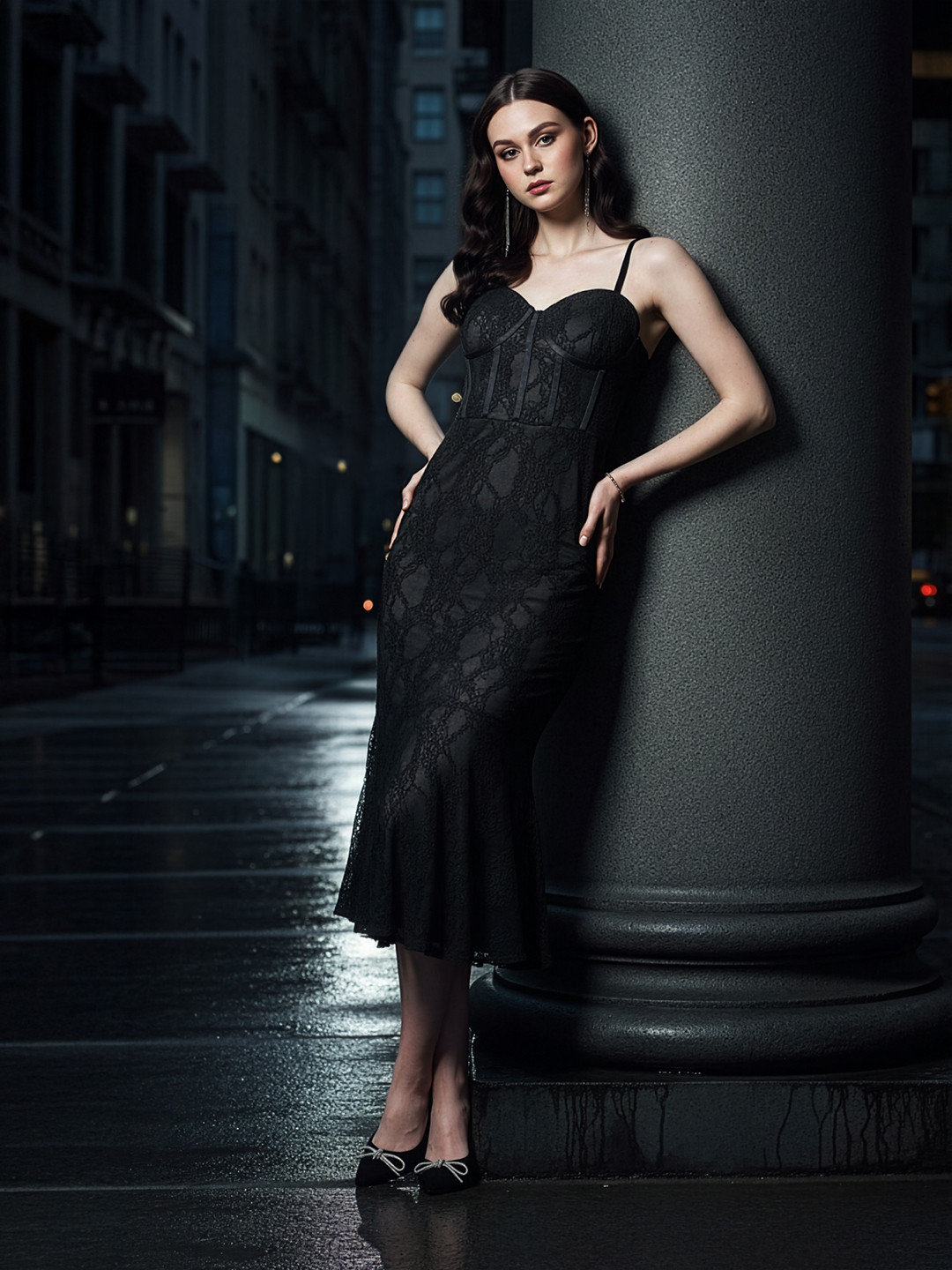 bebe Self Design Textured Flared Dress