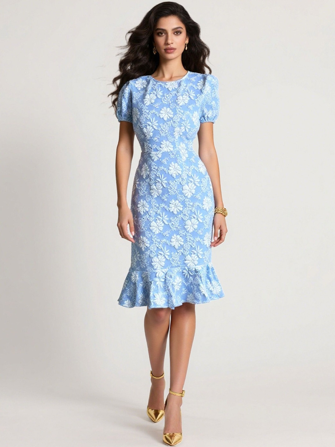 bebe Floral Embroidered Sheath Dress