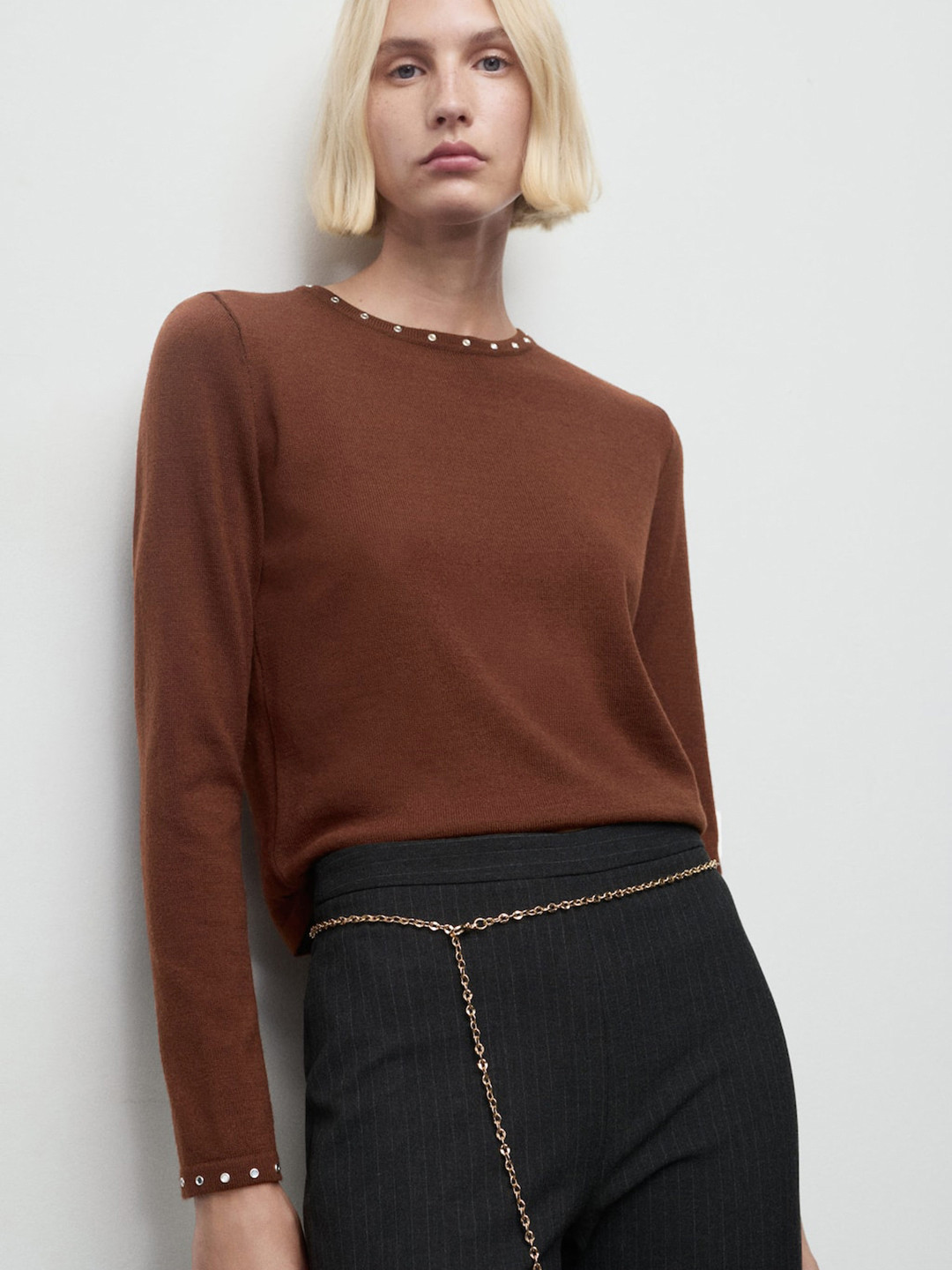 MANGO Studded Detail Pullover