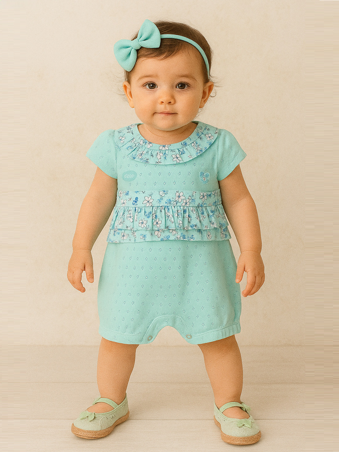 KIKO Infants Floral Printed Cotton Rompers