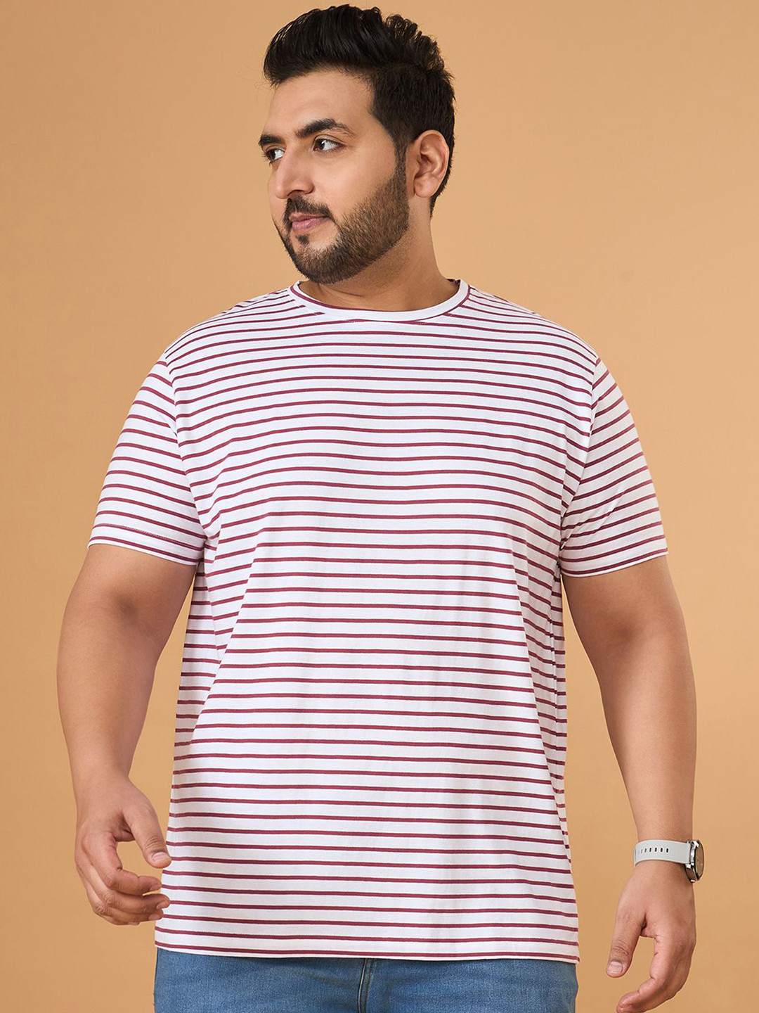 bigbanana Men Plus Size Striped T-shirt