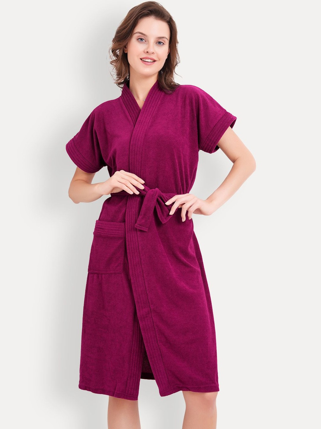 LacyLook Women Terry Cotton Soft & Comfortable Knee Length Bath Robe