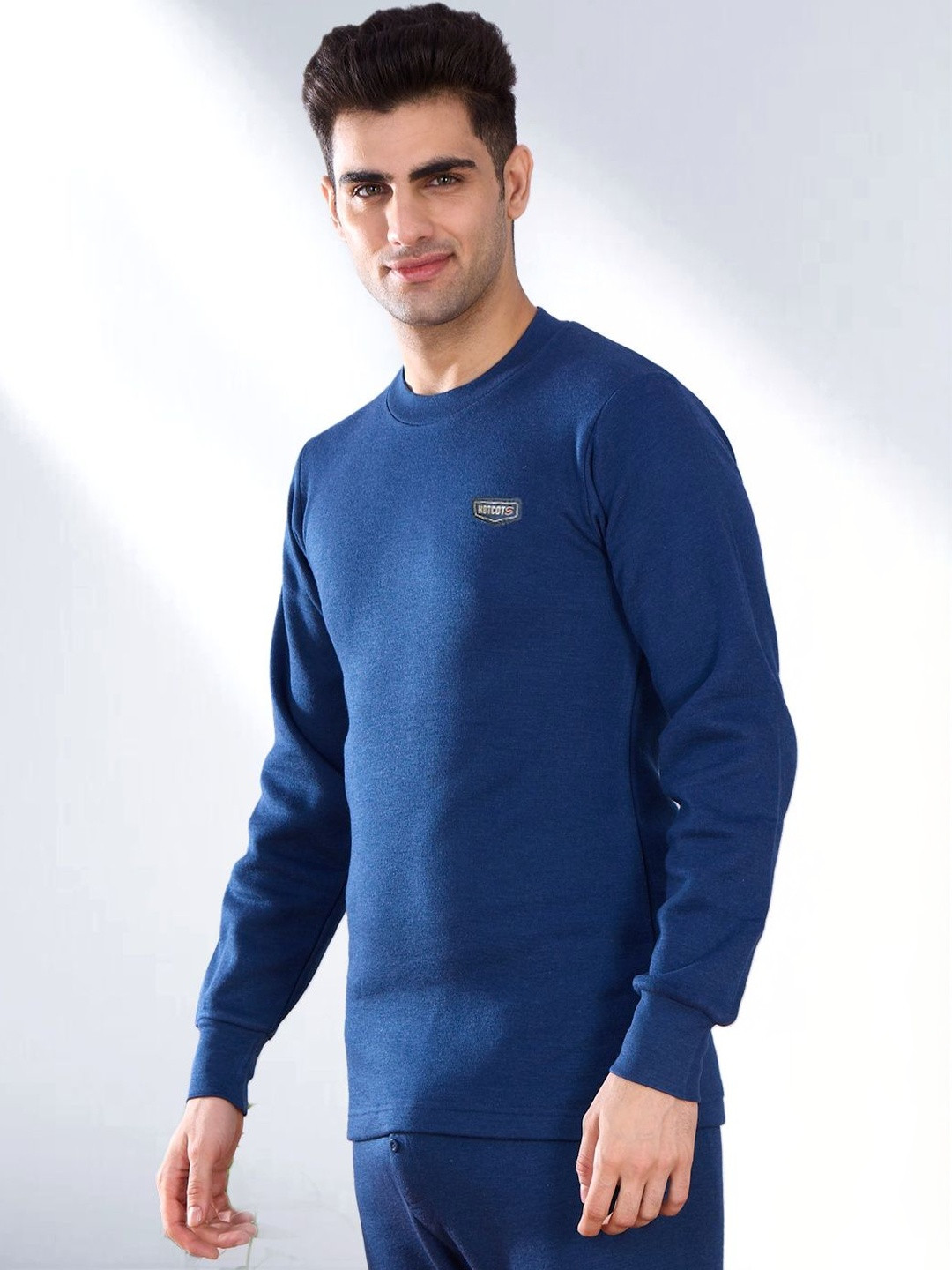 INFERNO Men Hotcots Cotton Blend Round Neck Full Sleeve Inner Fleece Winter Thermal Top