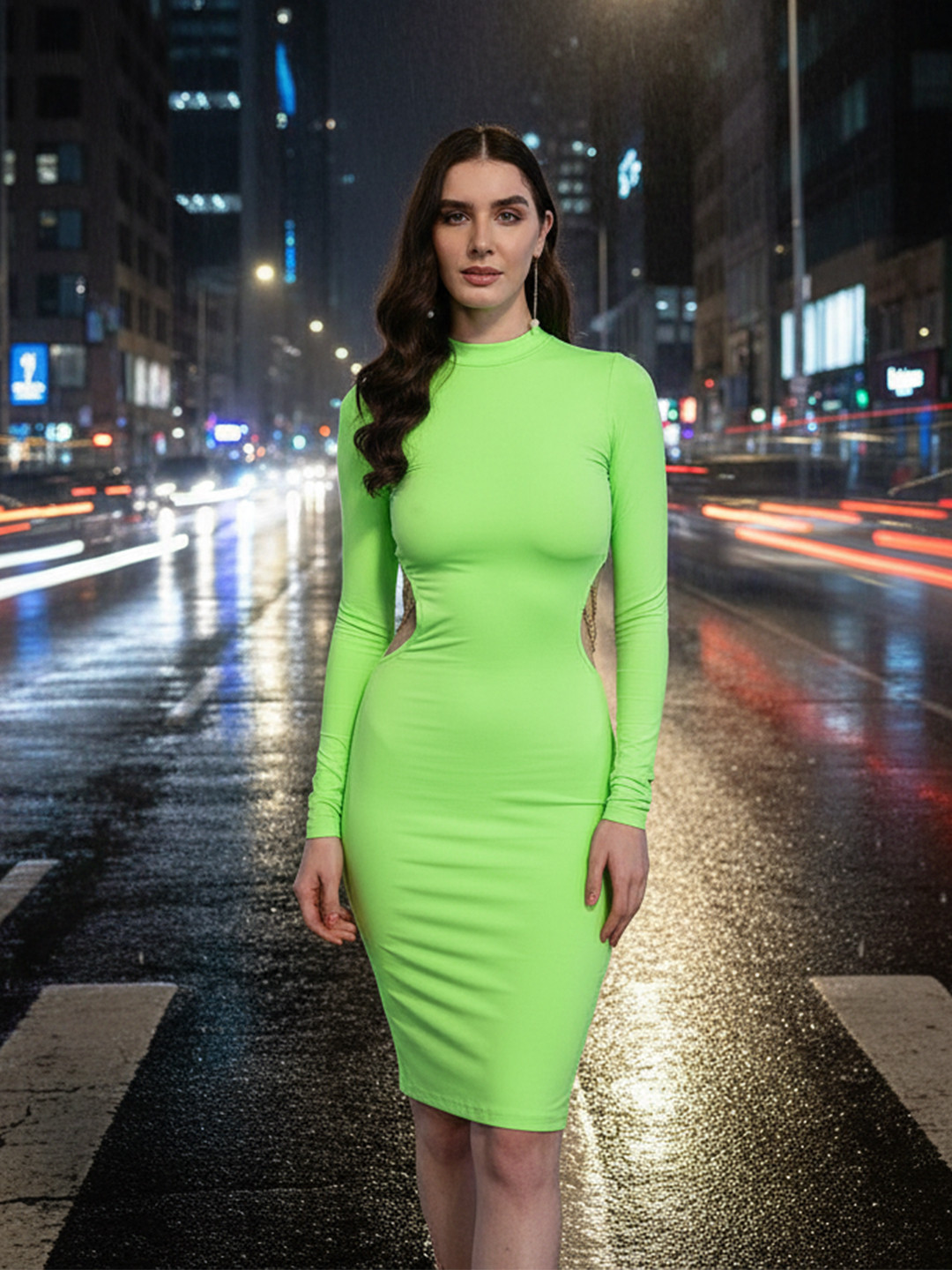 bebe Cut-Out with Chain Detailing Bodycon Dress