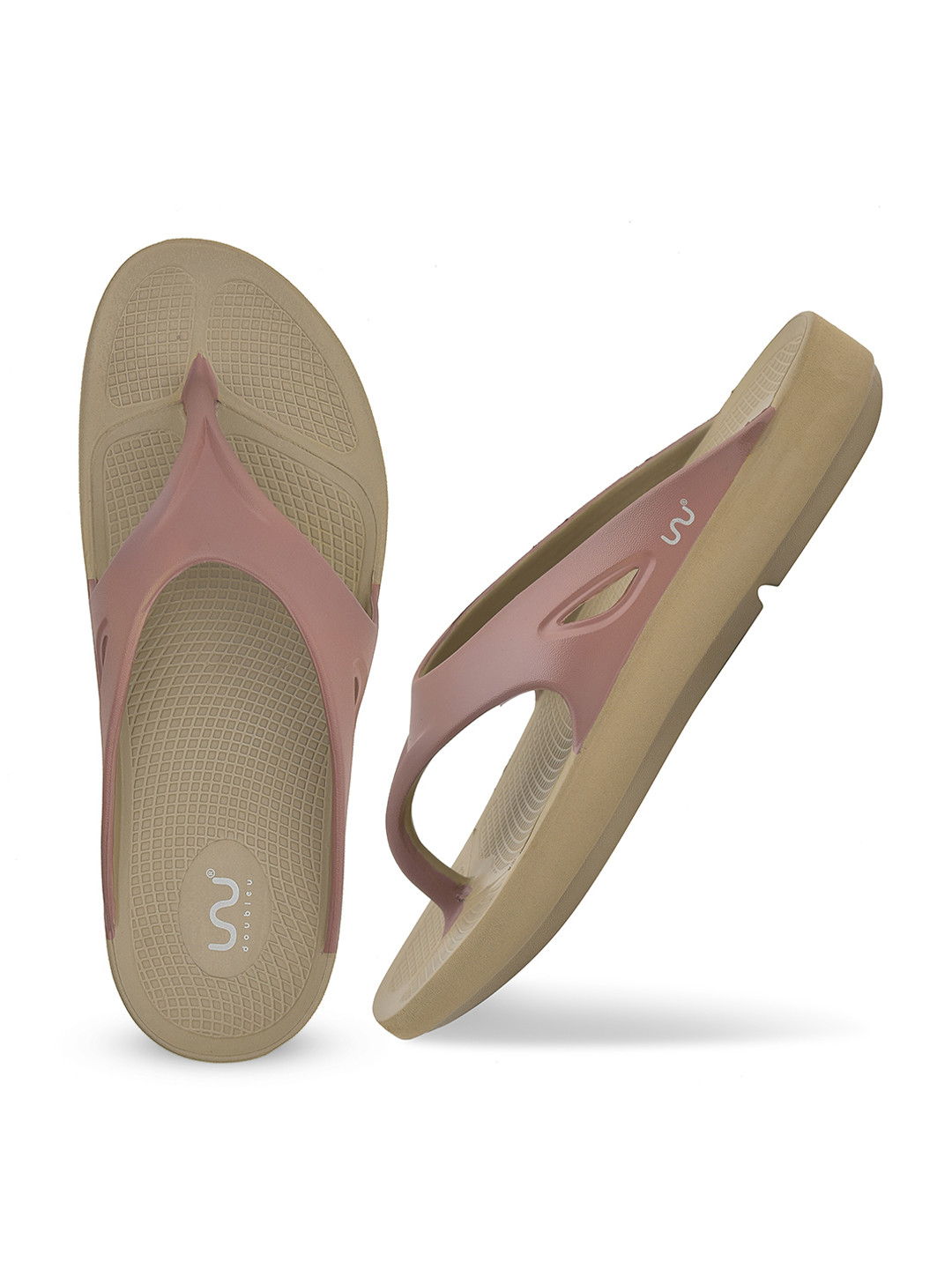 Doubleu Men Khaki & Tan EVA Thong Flip-Flops