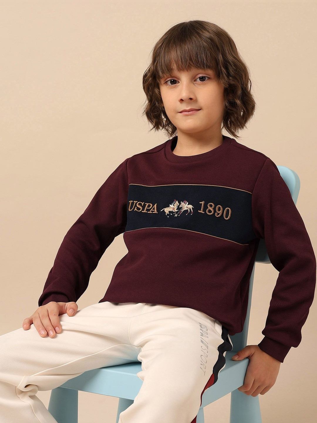 U.S. Polo Assn. Kids Boys Brand Embroidered Pure Cotton Sweatshirt