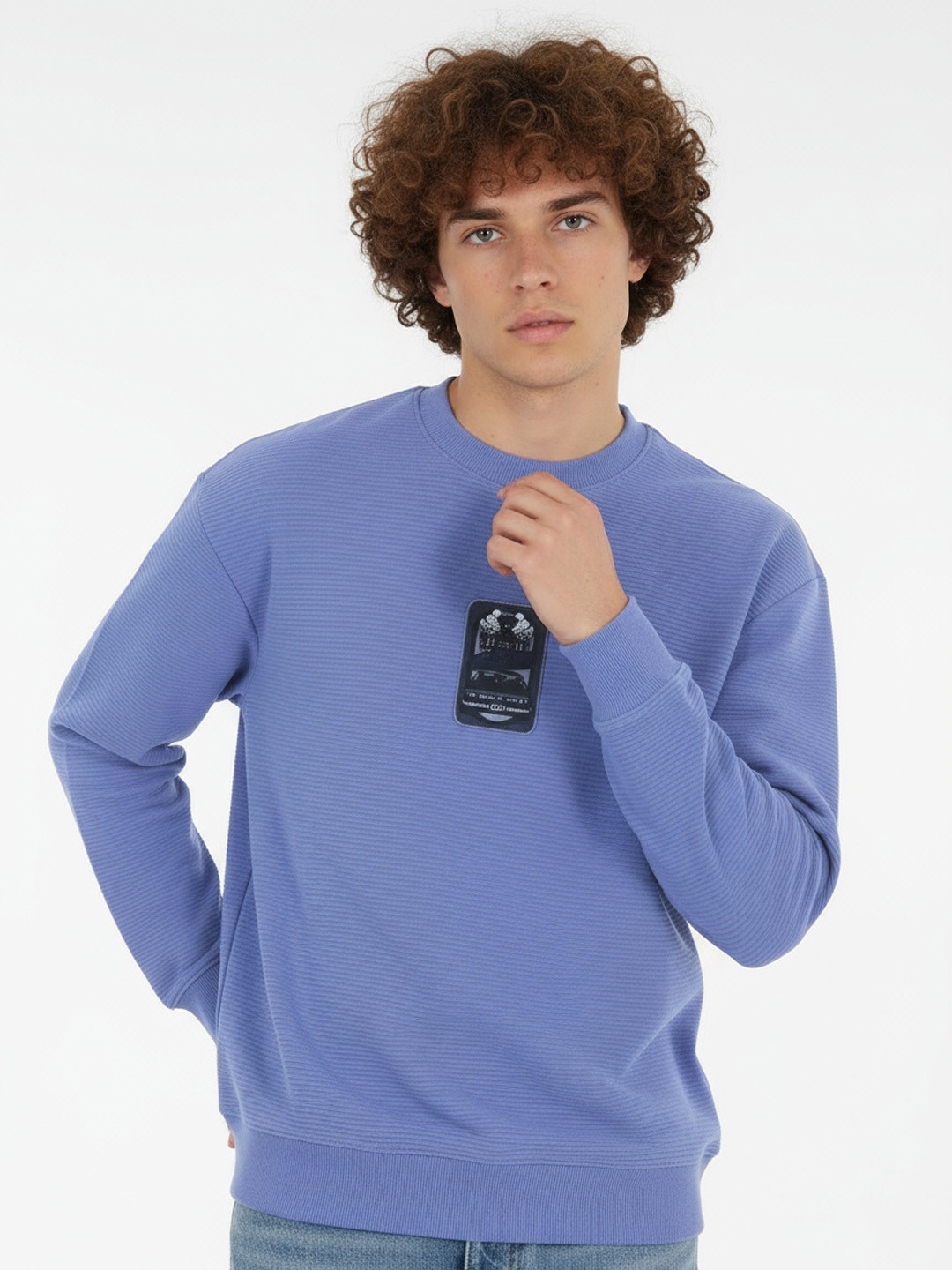 glitchez Graphic Printed Textured Relaxed Fit Sweatshirt