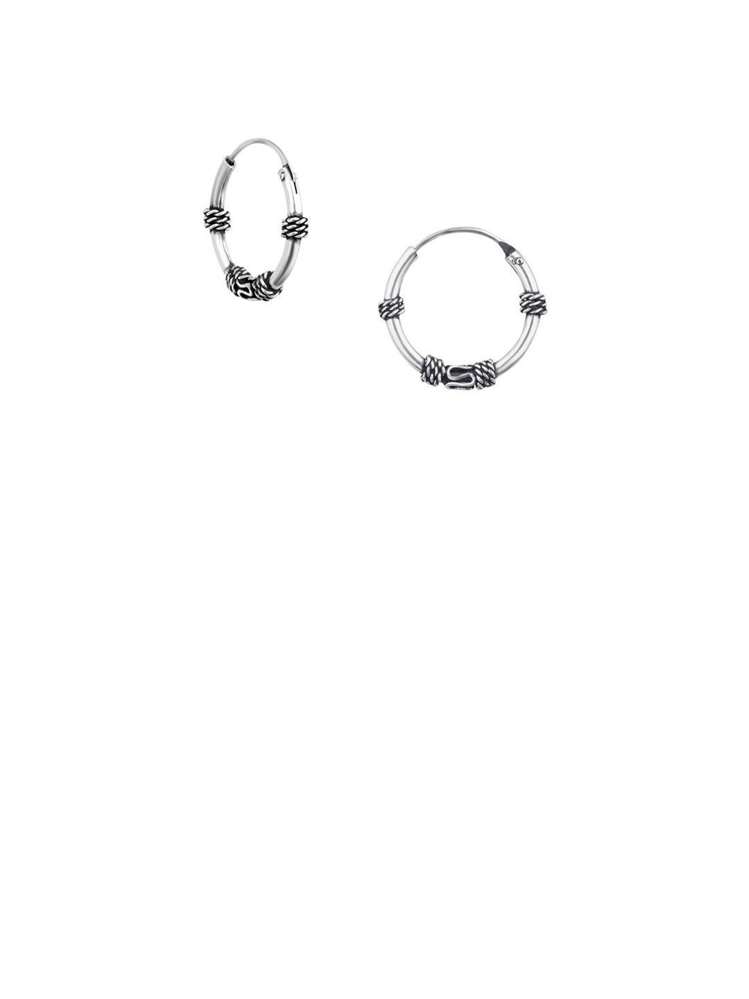 Nistra Circular Oxidised Hoop Earrings
