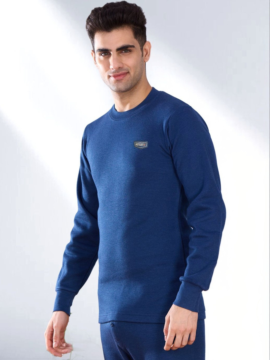 INFERNO Men Hotcots Cotton Blend Round Neck Full Sleeve Inner Fleece Winter Thermal Top