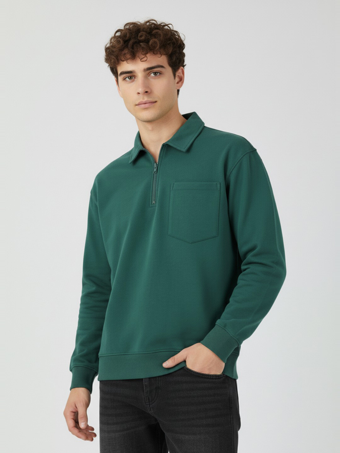 glitchez Polo Collar Relaxed Fit Pullover