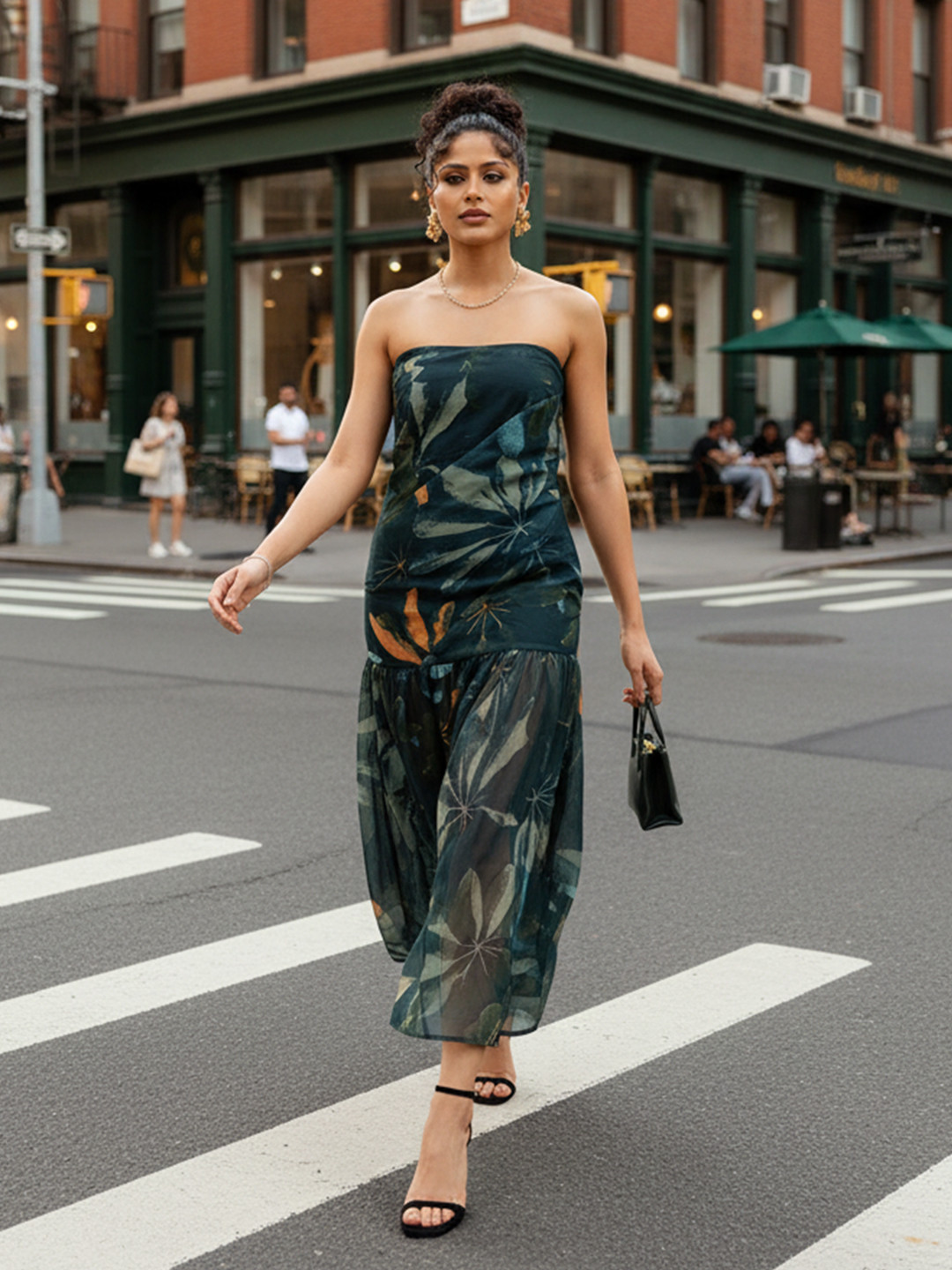 bebe Floral Print Drop-Waist Maxi Dress
