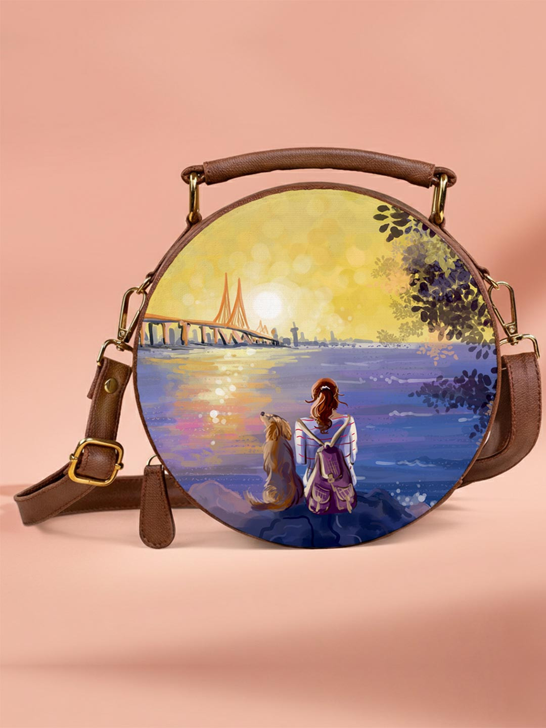 Kalankit Graphic Printed Synthetic Leather Handheld Bag