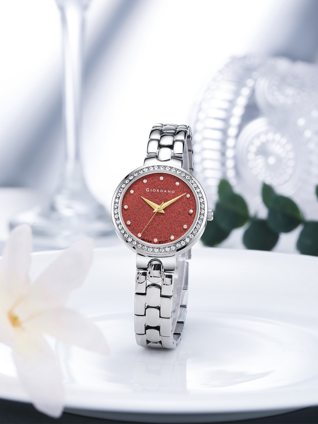 GIORDANO Women Red Embellished Analogue Watch A2068-22