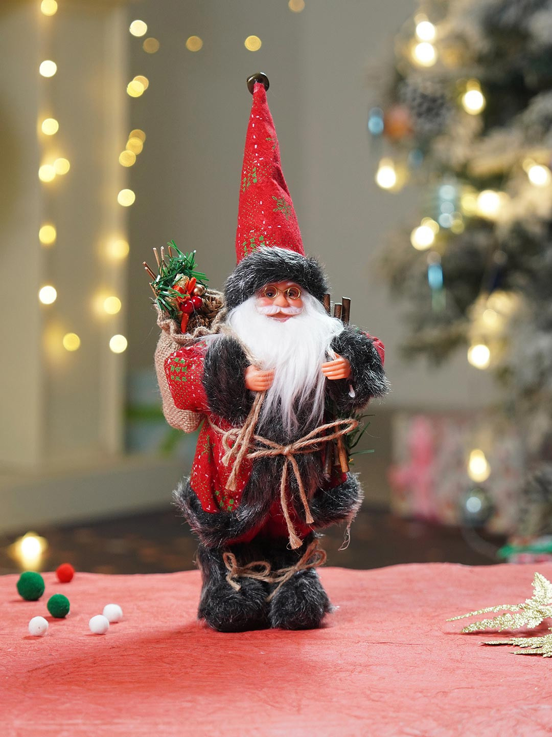 Little Surprise Unisex Box LLP Red & Green Dotted Santa Showpiece