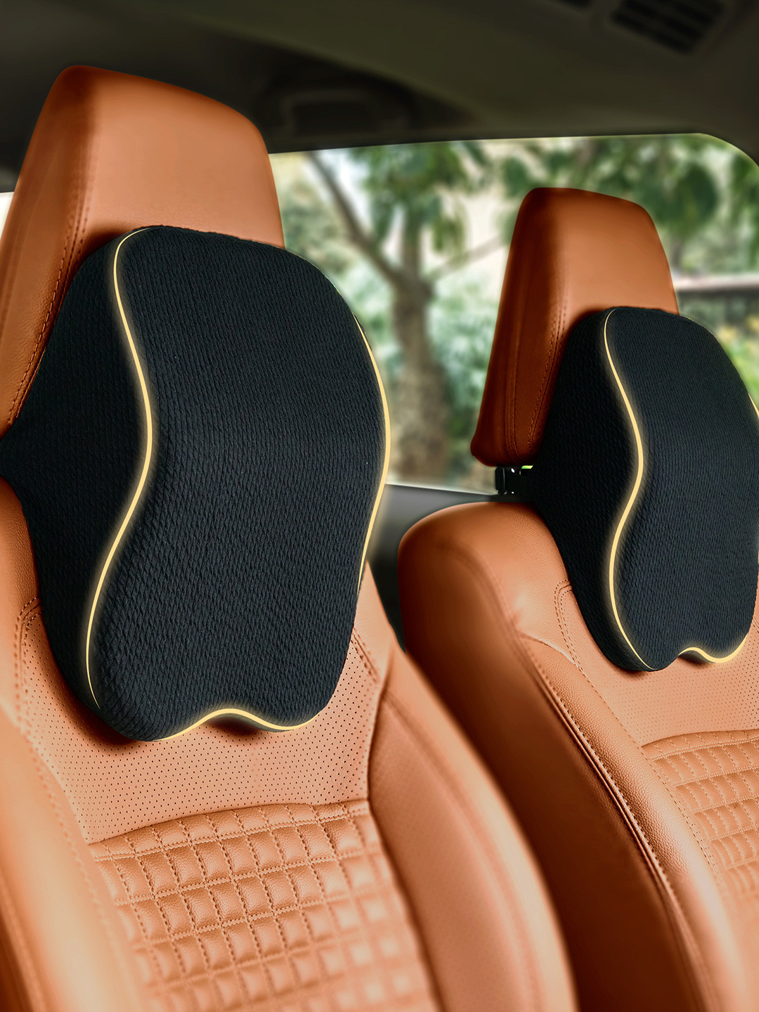 betterhood Pack of 2 Black Memory Foam Ergonomic Neck Support Car Cushions