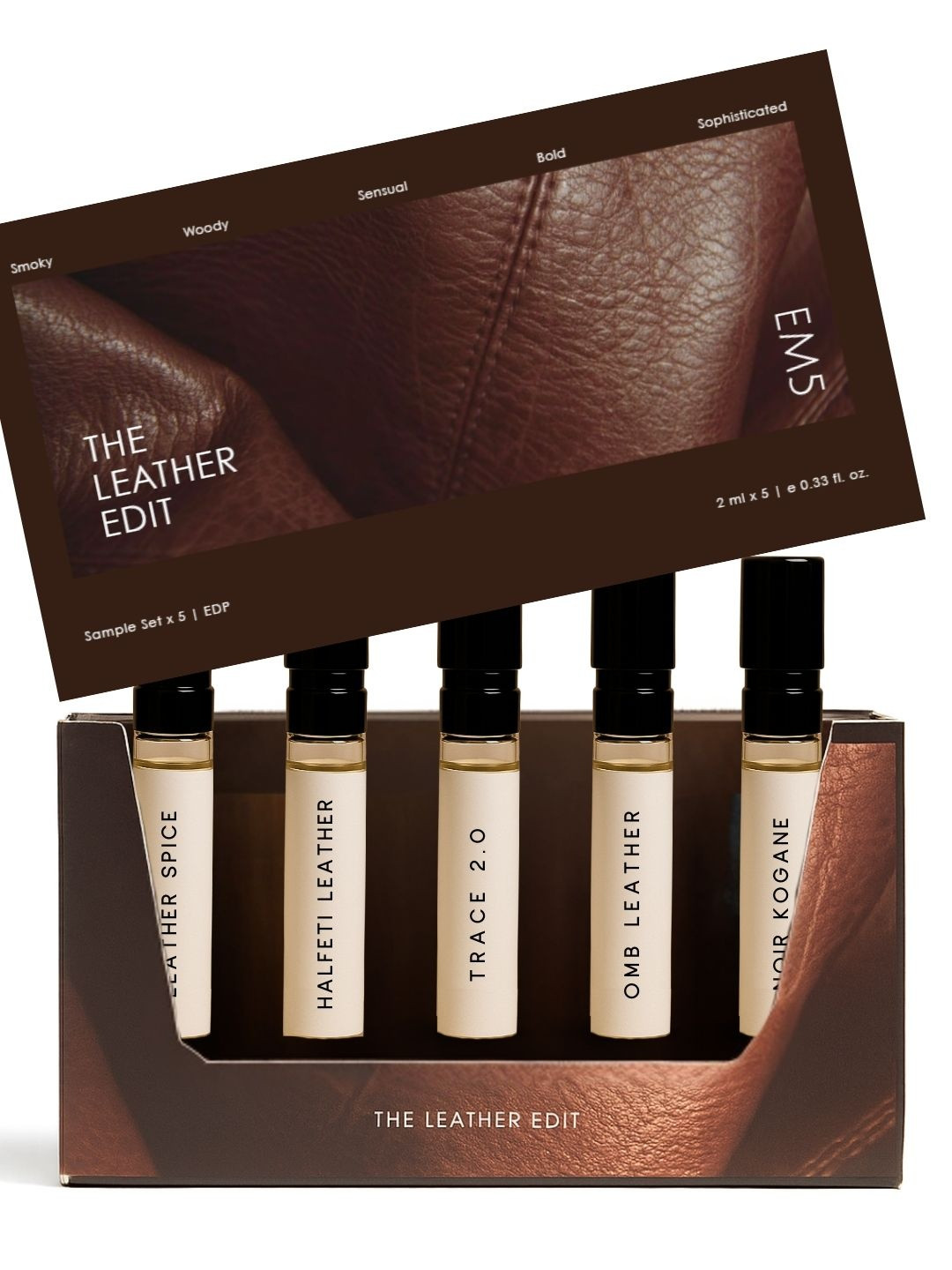 EM5 Men Set Of 5 Leather Spice, Trace 2.0, Halfeti, Omb & Noir Kogane EDP - 2 ml Each