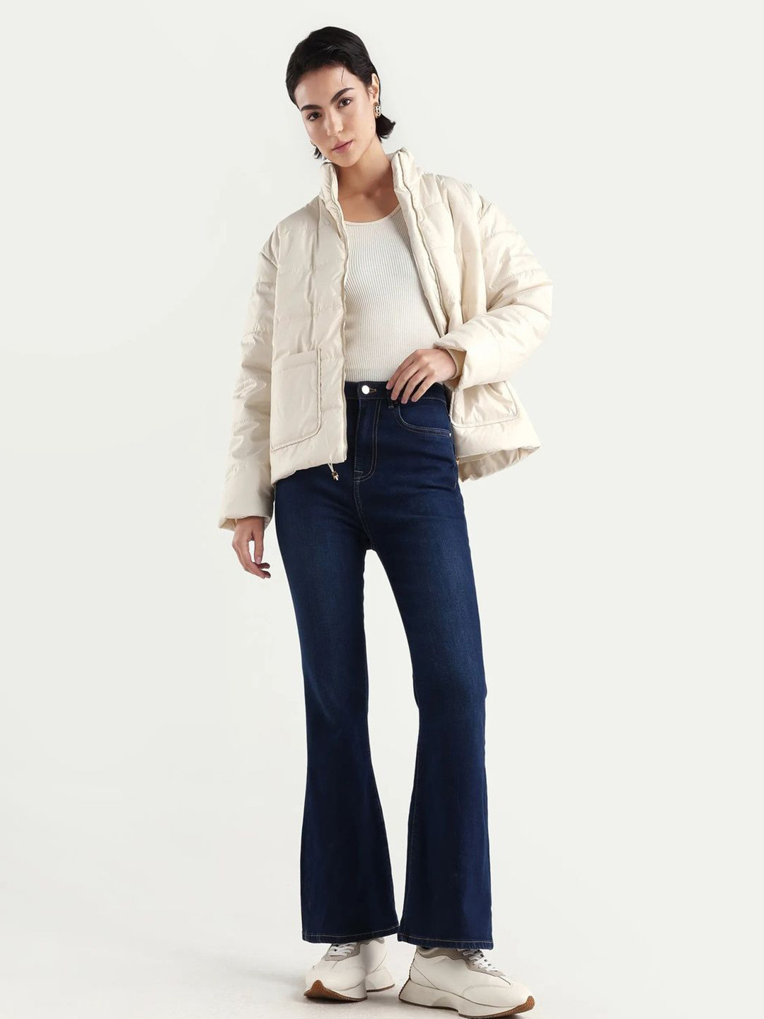 RAREISM Women Blue Plain Bootcut Fit Mid Rise Jeans