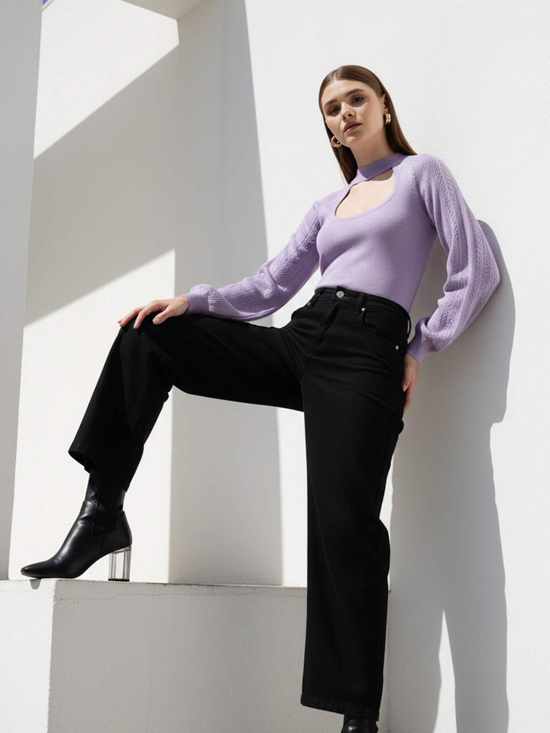 bebe Women Brighter Basics Pullover With Cut-Out Detail