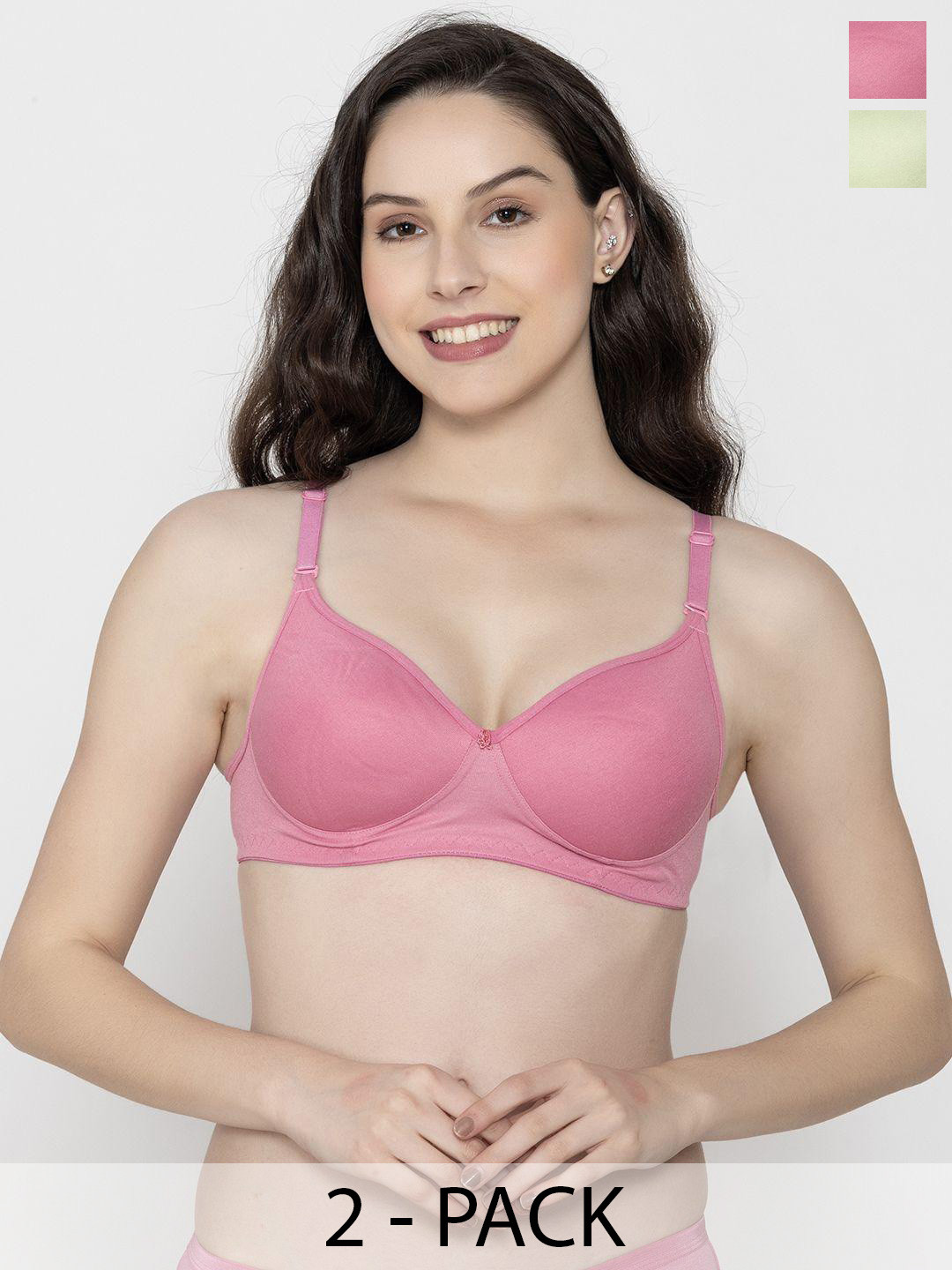 Sutjena Set Of 2 Solid Lightly Padded Lycra Bra
