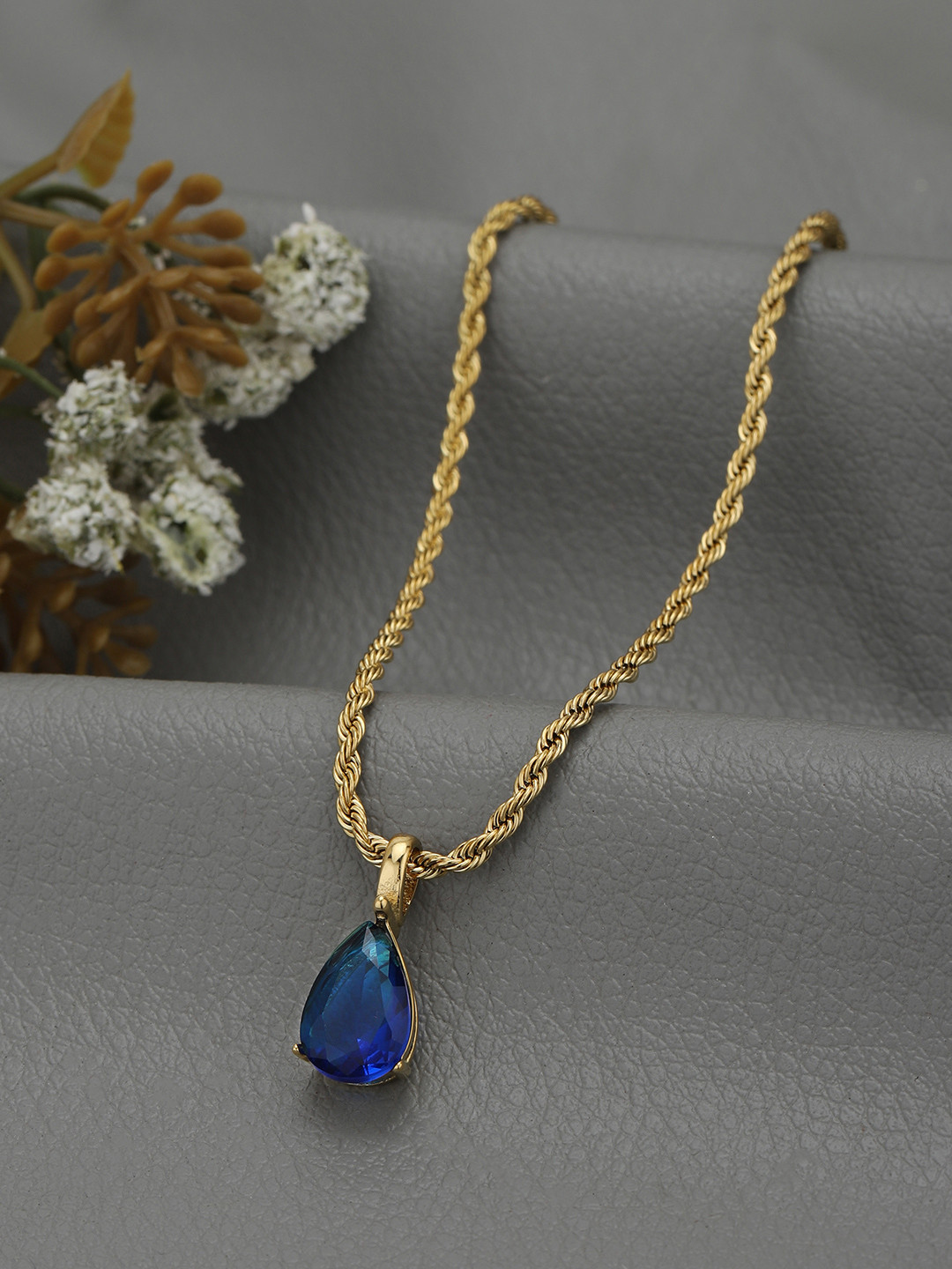Carlton London 18K Gold Plated Teardrop Pendant With Chain