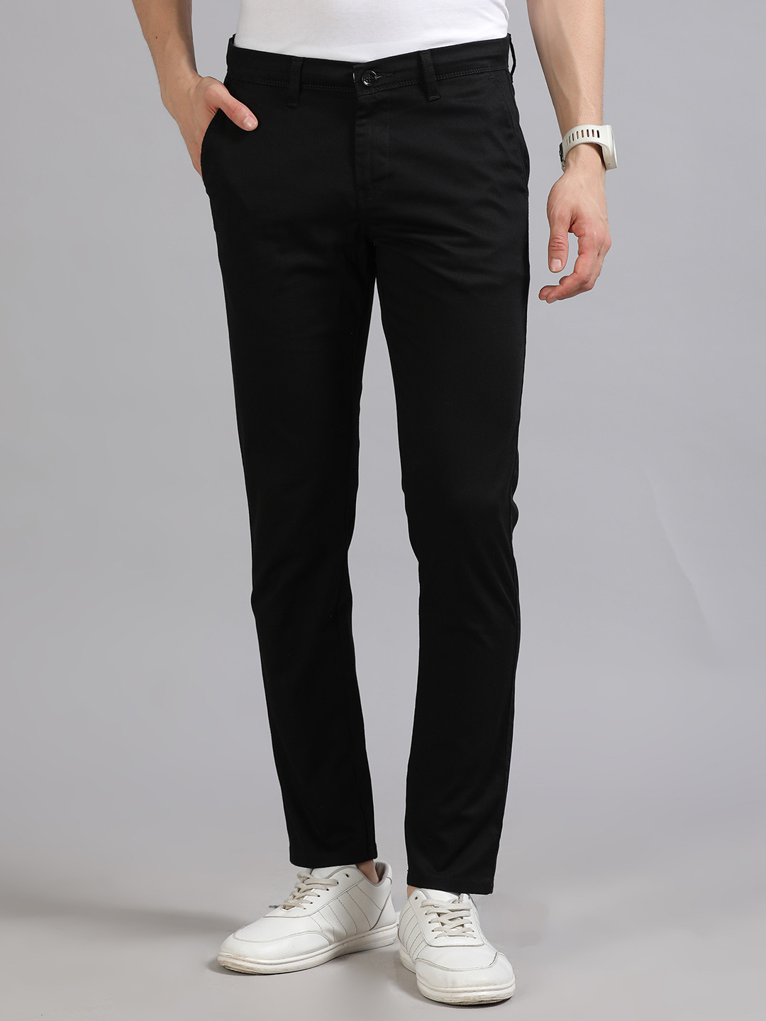 COOL COLORS Men Textured Printed Slim Fit Chinos Trousers