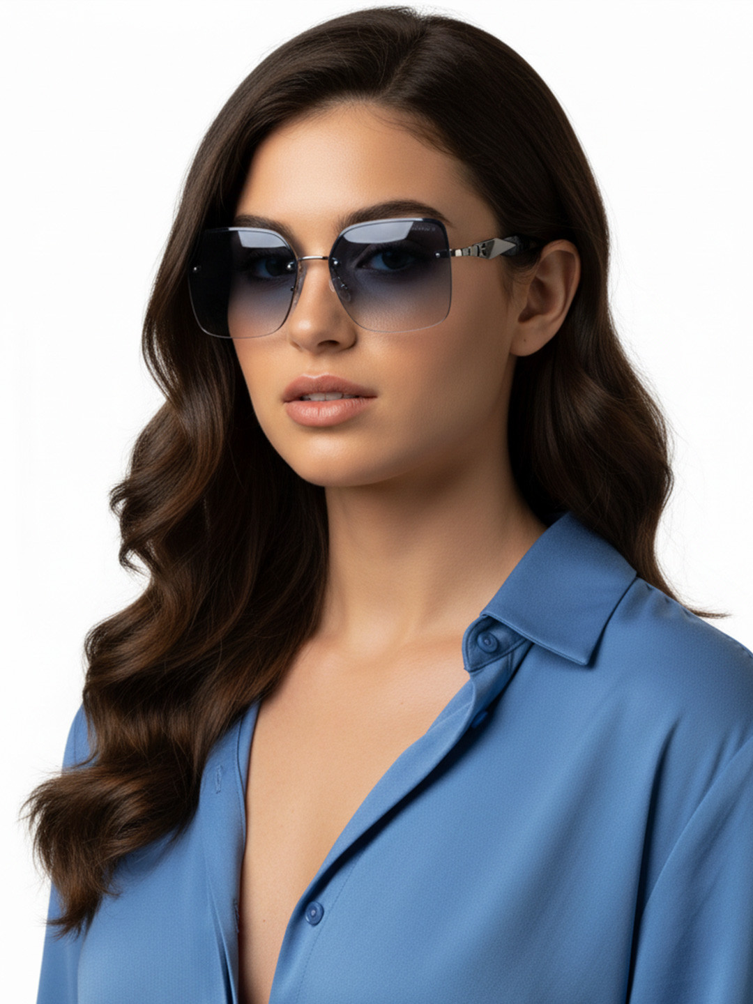 HASHTAG EYEWEAR Women Oversized Sunglasses SEVA-2A945-SIL. D BL