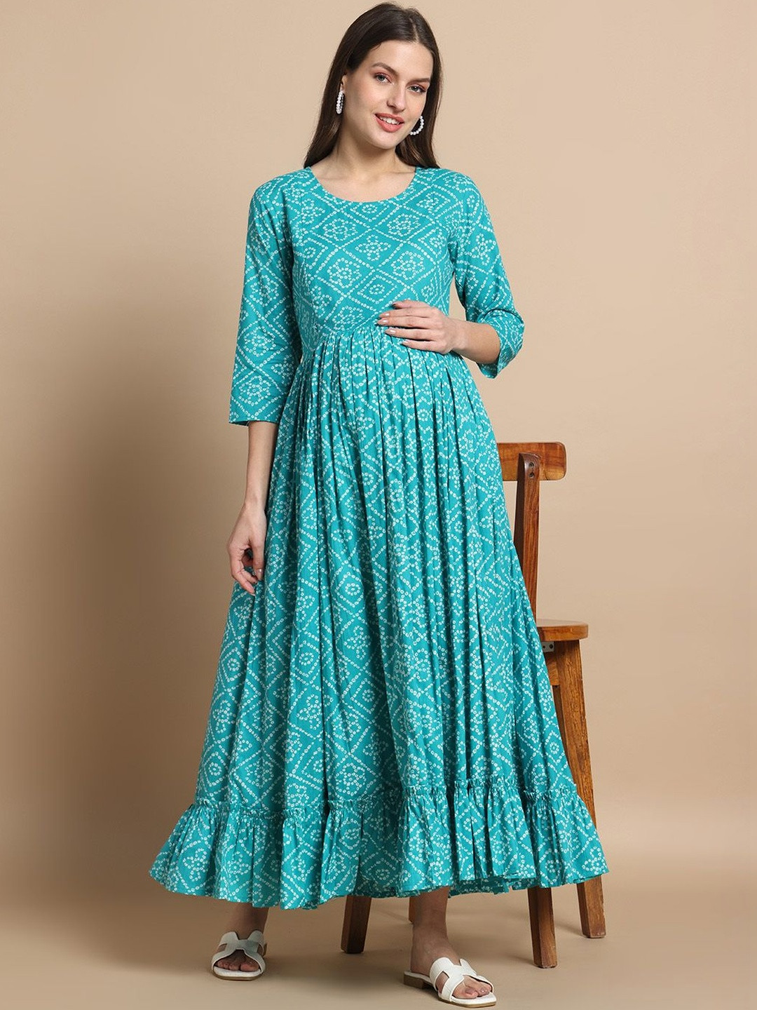 Pahanawa Ethnic Motifs Print Empire Maxi Dress
