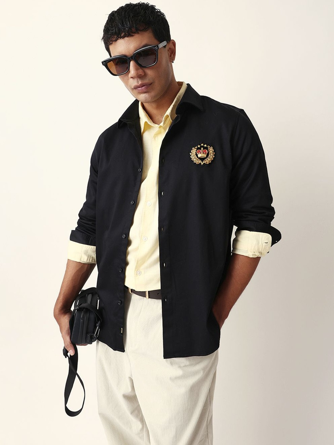THE BEAR HOUSE Men Tailored Fit Solid Party Shirt