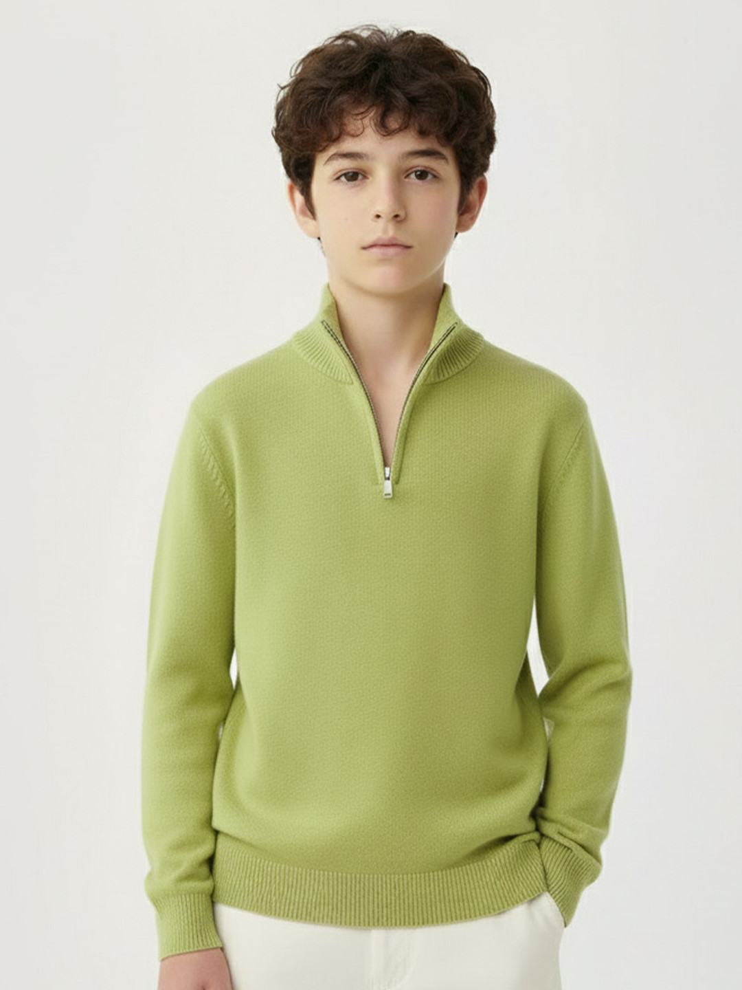CLOTHIFY Boys Pullover With Half Zip Sweater