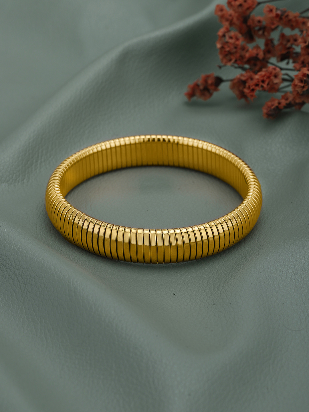 Carlton London 18K Gold Plated Snake Texture Supple Bracelet
